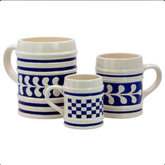 Colonial Williamsburg Checkered Glazed Pottery Mugs - Set of 4 - Picture 10 of 10